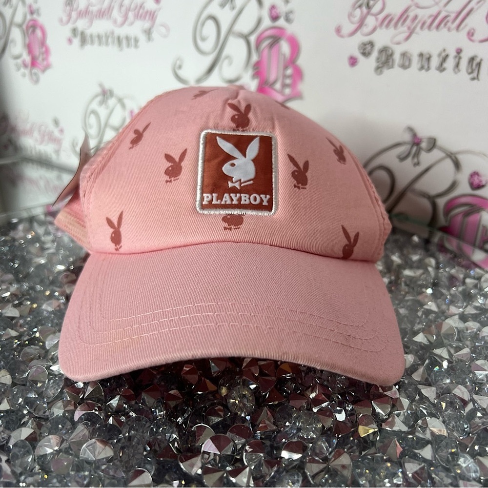 Playboy hat Pink Baseball Cap logo embroidered bunny rabbit head